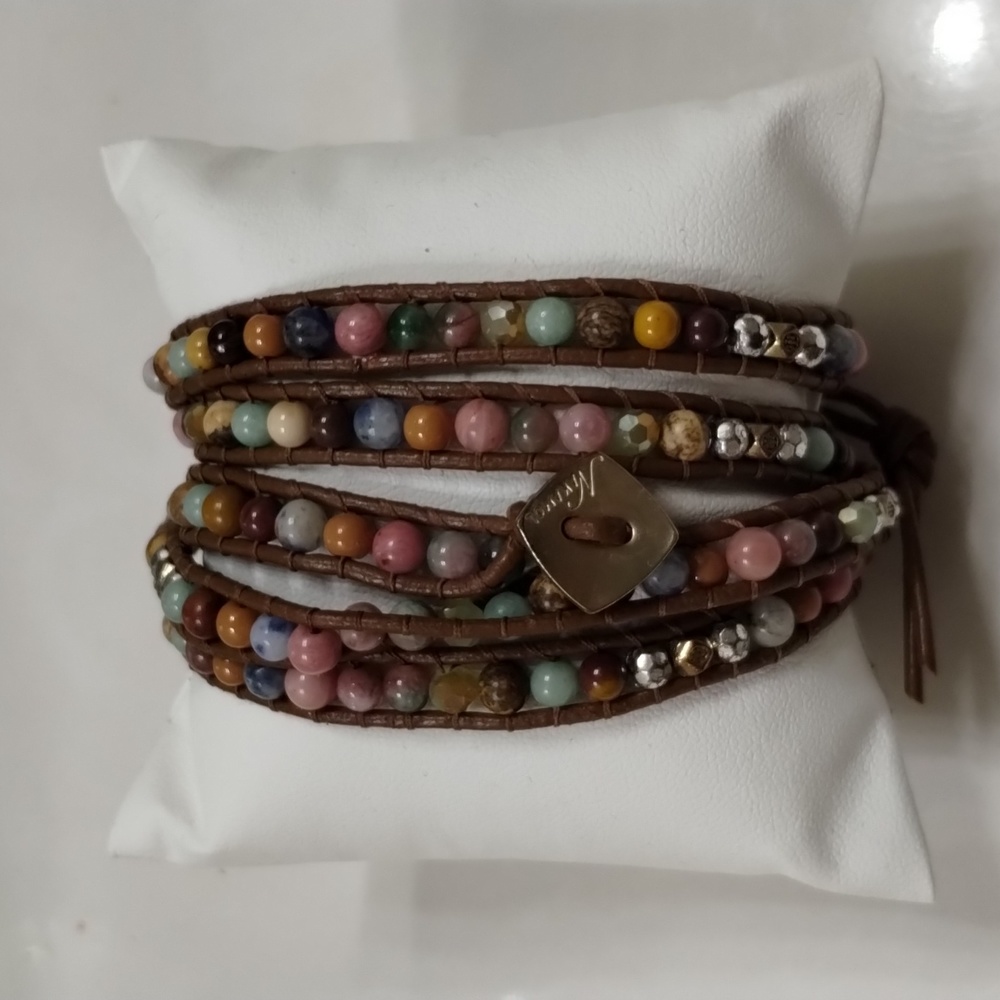 Nakamol natural colored beaded wrap bracelet